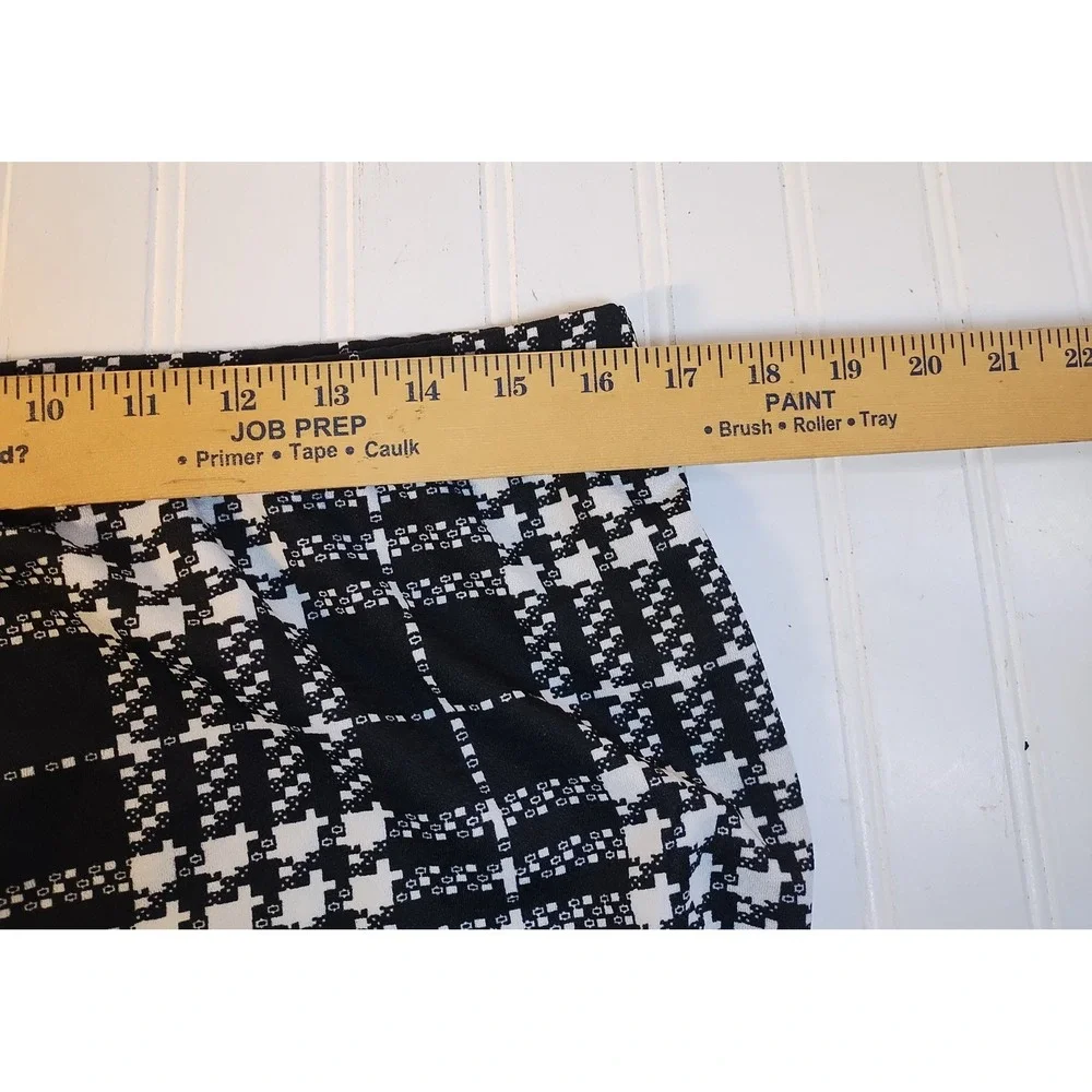 Shein Curve Black White Plaid Mini Skirt Side Slit 1XL Plus Preppy Chic Academia